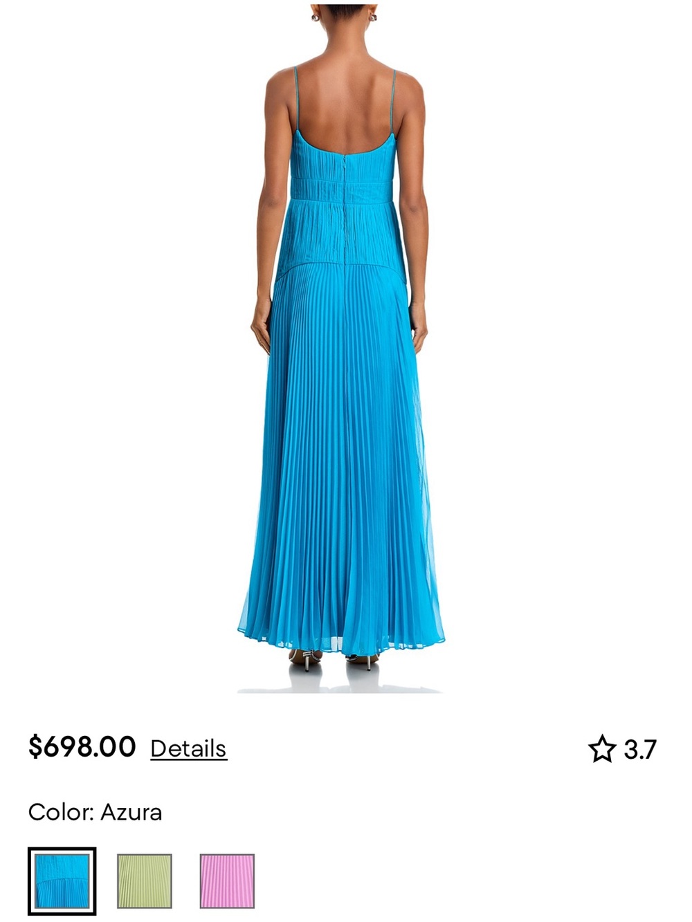 AMUR Pleated Spaghetti-Strap Maxi Dress in Teal Blue - Picture 2 of 8